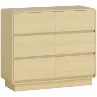 HOMCOM 100 cm dressoir, buffetkast met 6 lades, ladekast voor keuken, woonkamer, eetkamer, naturel hout(m-1)