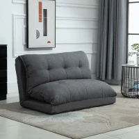 HOMCOM Fauteuil de sol paresseux chauffeuse fauteuil convertible fauteuil salon - Matelas d'appoint - inclinaison dossier réglable 13 Positions - tissu lin gris(m-10)