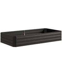 Outsunny Aiuola orto fioriera rettangolare in acciaio zincato con tutori per pomodori e piante rampicanti 180 x 90 x 29,5 cm(m-1)