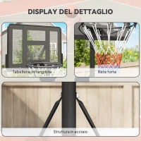 SPORTNOW Canestro Basket ad Altezza Regolabile con Base Riempibile, Canestro da Basket in Acciaio e PE, Nero(m-7)