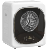 HOMCOM 4 kg wasdroger, compact ontwerp, 5 modi, timer, Wit+Zwart