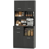 HOMCOM Armoire de cuisine, buffet avec tiroir, portes à fermeture douce, 80 x 35 x 180 cm, Noir