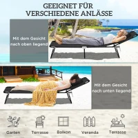 Outsunny Sonnenliege mit Gesichtsloch & Kissen, klappbar, wasserabweisender Bezug, Metallrahmen, Schwarz(m-5)