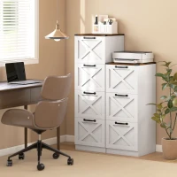 HOMCOM Móvel para Escritório com 4 Gavetas com Trilho Suspenso para A4 e Carta 40x40x131 cm Branco(m-4)