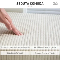 HOMCOM Panca Fondo Letto con Spazio Contenitore da 84L, in Tessuto Effetto Velluto a Coste e Acciaio, 112x42x40 cm, Beige(m-5)
