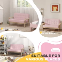 AIYAPLAY Kindersessel, Kindersofa mit Holzrahmen, Samtoptik, gepolstert, für Kinder von 3-15 Jahren Rosa(m-6)