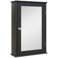 kleankin Mobiletto Bagno Pensile con Specchio e Anta a Chiusura Magnetica, 41x14x60 cm, Nero