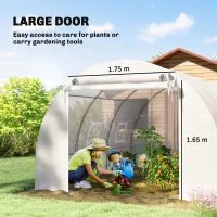 Outsunny Foliengewächshaus, Kunststoff-Abdeckung, Maschentür, Stützstangen, Weiß(m-7)