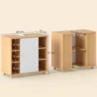 HOMCOM Mobile Sottolavabo Bagno con Armadietto a 2 Ante Soft-Close e 6 Ripiani Aperti, 60x33x57cm, Bianco(m-3)