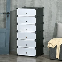 HOMCOM Scarpiera modulabile con 6 cubi impilabili in plastica, capacità 12 paia 49 x 36,5 x 108 cm Bianco(m-6)