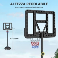 SPORTNOW Canestro Basket ad Altezza Regolabile con Base Riempibile, Canestro da Basket in Acciaio e PE, Nero(m-5)