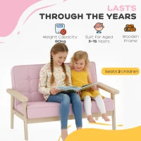 AIYAPLAY Kindersessel, Kindersofa mit Holzrahmen, Samtoptik, gepolstert, für Kinder von 3-15 Jahren Rosa(m-5)