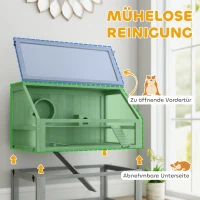 PawHut Klatka dla chomika z drewna, 3 poziomy z głębokim podpiwniczeniem, odpinane poziomy, dla małych zwierząt, 80x50x76cm, Jasnoszary(m-6)