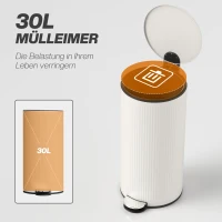 HOMCOM Prullenbak 30 L Pedaalemmer met Softclose-deksel en Pedaal, Binnenemmer Metaal, Zwart, 36 x 30 x 60,5 cm(m-4)