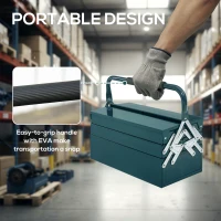 DURHAND Cutie de unelte Caseta de unelte Montaj Cufăr de unelte gol economisire spațiu cu 5 rafturi pliante stabil Oțel (SPCC) Verde închis 45 x 20 x 34,5 cm(m-4)