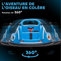 AIYAPLAY Voiture auto-tamponneuse électrique enfant 12V sous licence Angry Bird, voiture tournante 360°, 73 x 73 x 44 cm, bleu(m-4)