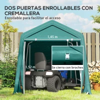 Outsunny Carpa de Jardín Exterior 2,4x2x2 m Cobertizo Exterior con 2 Puertas con Cremallera Impermeable Anti-UV Carpa Verde(m-5)