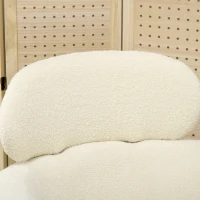 HOMCOM Fauteuil salon avec appuie-tête amovible, fauteuil crapaud en peluche teddy, pieds en métal, 71 x 65 x 90 cm, crème(m-8)