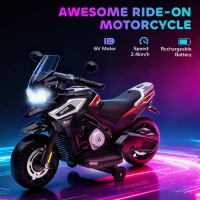 AIYAPLAY Elektryczny motocykl dla dzieci 18-36 miesięcy, pojazd do siadania, kółka pomocnicze, światła, muzyka, tworzywo sztuczne, stal, Schwarz(m-4)