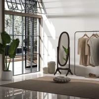 HOMCOM Specchio da terra ovale stile shabby chic inclinazione regolabile, in mdf, 48 x 46 x 147 cm, Marrone(m-4)