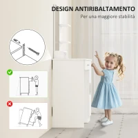 HOMCOM Toeletta da Camera con Armadietto, Cassetto, Specchio per Trucco e Ripiani Aperti, 90x38x138 cm, Bianco(m-6)