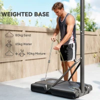SPORTNOW Cos de baschet  reglabil pe inaltime pentru gradina piscina baza umpluta spatiu pentru minge cos baschet exterior inaltime reglabila cos de baschet pentru adulti plasa pentru cos de baschet postament cu roti panou pe structura otel(m-5)