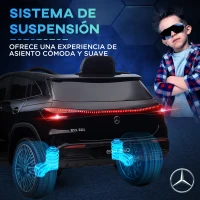 HOMCOM Coche Eléctrico para Niños Mercedes-Benz EQA 12V Control Remoto Música Bocina Velocidad 3-8 km/h  111,5x69x52,5 cm Negro(m-8)