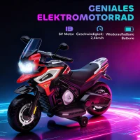 AIYAPLAY Elektryczny motocykl dla dzieci 18-36 miesięcy, pojazd do siedzenia, kółka pomocnicze, światła, muzyka, tworzywo sztuczne, stal, czerwony(m-4)