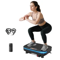 SPORTNOW Vibratieplaat voor fitnessoefeningen, Bluetooth-functie, afstandsbediening, 99 snelheidsstanden, kunststof, staal, zwart(m-11)