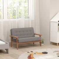 AIYAPLAY Kinderfauteuil, kindersofa met houten frame, velourslook, gestoffeerd, voor kinderen van 3-15 jaar Grijs(m-7)