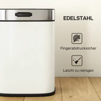 HOMCOM 5 L prullenbak, vrijstaand of hangend plaatsbaar, roestvrij staal, Cremewit(m-7)