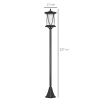 Outsunny Lampada da esterno solare, LED, funzionamento automatico, resistente alle intemperie, 6 ore di illuminazione, 17B x 17T x 127Hcm, Nero(m-3)