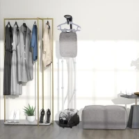 HOMCOM Stiratrice verticale a vapore 1950 W 32 g/min, serbatoio acqua 2 L, asta telescopica, 11 temperature regolabili, nero(m-4)