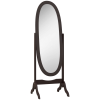 HOMCOM Standspiegel oval im Shabby-Chic, neigbar, 48 x 46 x 147 cm, MDF, Kaffee