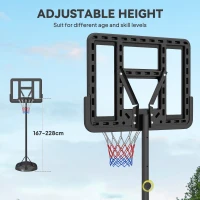 SPORTNOW Height Adjustable Basketball System, Freestanding Basketball Hoop and Stand w/ Wheels, 167-228cm(m-5)