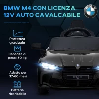 AIYAPLAY Macchina Elettrica per Bambini a Licenza BMW M4 con Telecomando, Clacson e Fari, 108x69.5x51 cm, Nera(m-4)