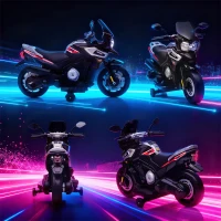 AIYAPLAY Elektryczny motocykl dla dzieci 18-36 miesięcy, pojazd do siadania, kółka pomocnicze, światła, muzyka, tworzywo sztuczne, stal, Schwarz(m-9)