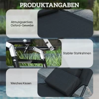 Outsunny Sonnenliege mit Gesichtsloch & Kissen, klappbar, wasserabweisender Bezug, Metallrahmen, Schwarz(m-6)