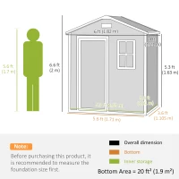 Outsunny Tool Shed 1.9 m² 182 x 121 x 200 cm Storage Shed with Gable Roof Floor Lockable Door(m-3)