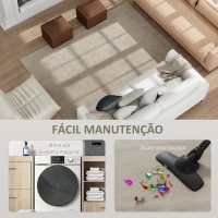 HOMCOM Tapete para Sala de Estar 230x160 cm Tapete Lavável à Máquina Pelo Longo Macio Estilo Moderno Creme(m-5)