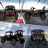 AIYAPLAY Carro Elétrico para Crianças 12V com 2 Motores Suspensão Traseira Faróis e Música 88x57,5x55,5 cm Preto(m-9)