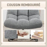 HOMCOM Fauteuil salon sans accoudoirs, chaise pivotante en tissu chenille imperméable, assise large, 75 x 95 x 90 cm, gris(m-5)