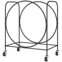 Outsunny Leñero Exterior Metálico de Chimenea Soporte para Leña con Ruedas para Interior y Exterior 51x30x60 cm Negro(m-11)