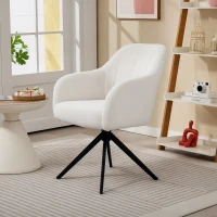 HOMCOM Fauteuil de salon pivotant capitonné grand confort piètement en acier et tissu effet polaire teddy blanc(m-10)