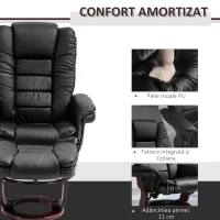 HOMCOM Set Fotoliu Relax si Taburet pentru Picioare, Pivotant la 360° si Inclinabil, Imitatie de piele PU(m-6)