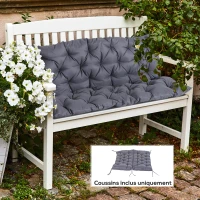 Outsunny Cuscino da Seduta e Schienale per Panchina da Giardino, Altalena, Divano 2 Posti, 132 x 110 x 10 cm, Grigio(m-6)