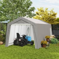 Outsunny 3 x 6 m Waterdichte Tuinschuur met UV-bestendig Kunststof Zeil en Metalen Frame, Lichtgrijs(m-10)