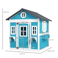 Outsunny Casetta per bambini da esterno con porta finestre e fioriere 114 x 126,4 x 135 cm Blu(m-3)