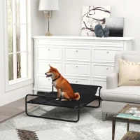 PawHut Letto rialzato per cani animali domestici con poggiatesta tessuto microforato 106 x 81 x 33 cm nero(m-6)