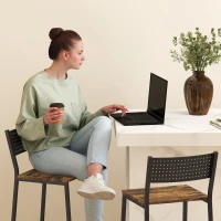 HOMCOM Sgabelli Alti da Bar industriale con Schienale Ergonomico e poggiapiedi, Set 2 Altezza Regolabile a Girevoli, in PU, Marrone | Aosom Italy(m-9)